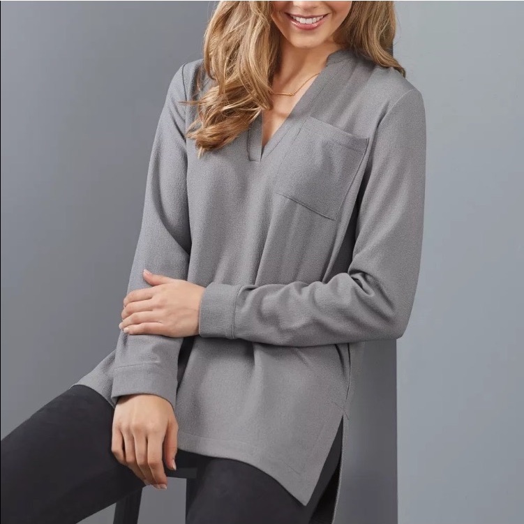 Mud Pie Amelia Essential Gray Hi-Low Hem Tunic Nwt